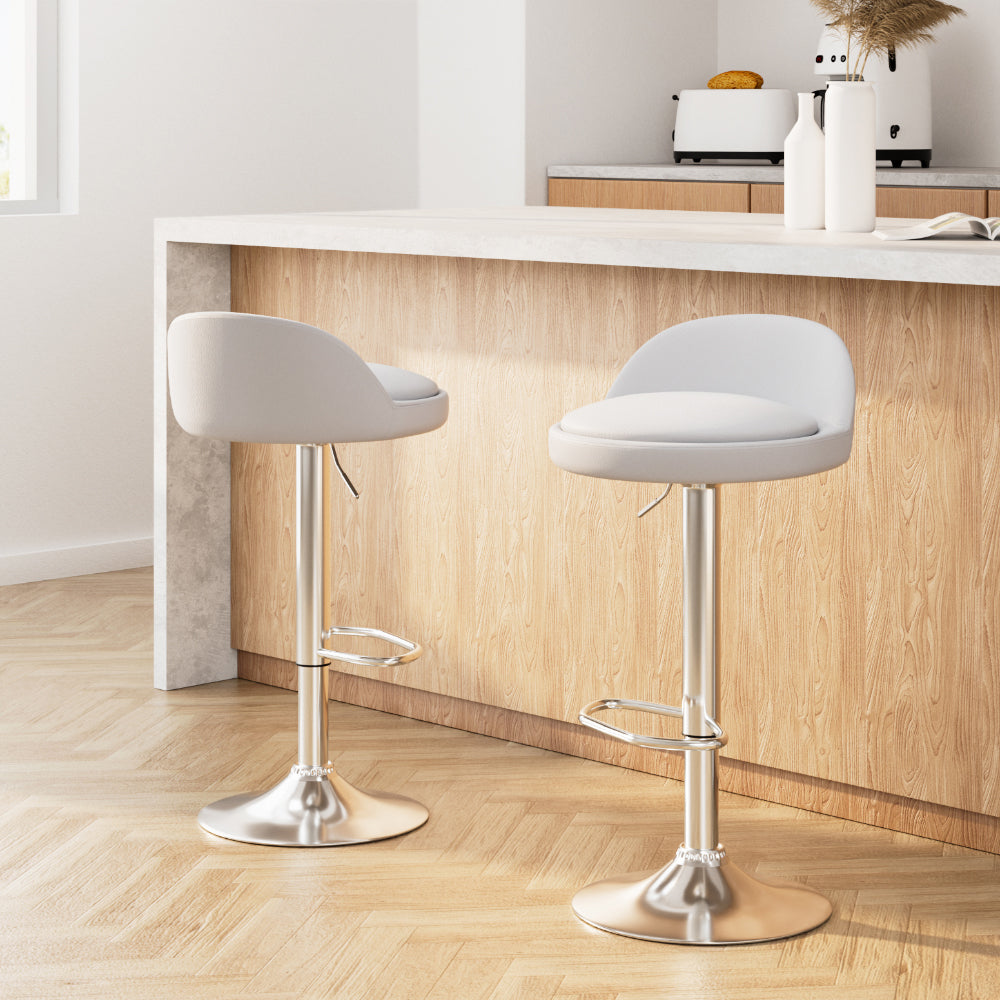 Cameron (Set of 2) PU Leather Bar Stools - White - Homecoze
