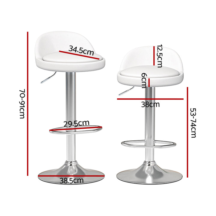 Cameron (Set of 2) PU Leather Bar Stools - White - Homecoze