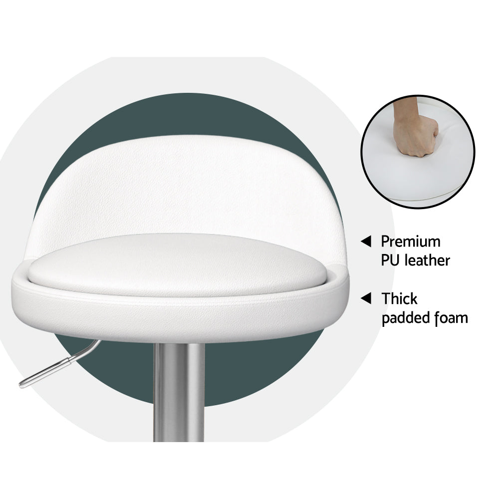 Cameron (Set of 2) PU Leather Bar Stools - White - Homecoze
