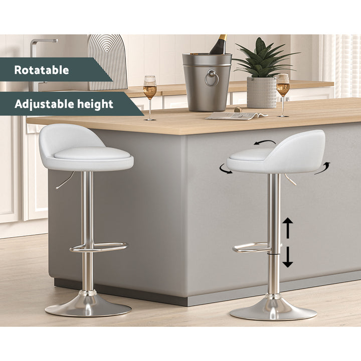 Cameron (Set of 2) PU Leather Bar Stools - White - Homecoze