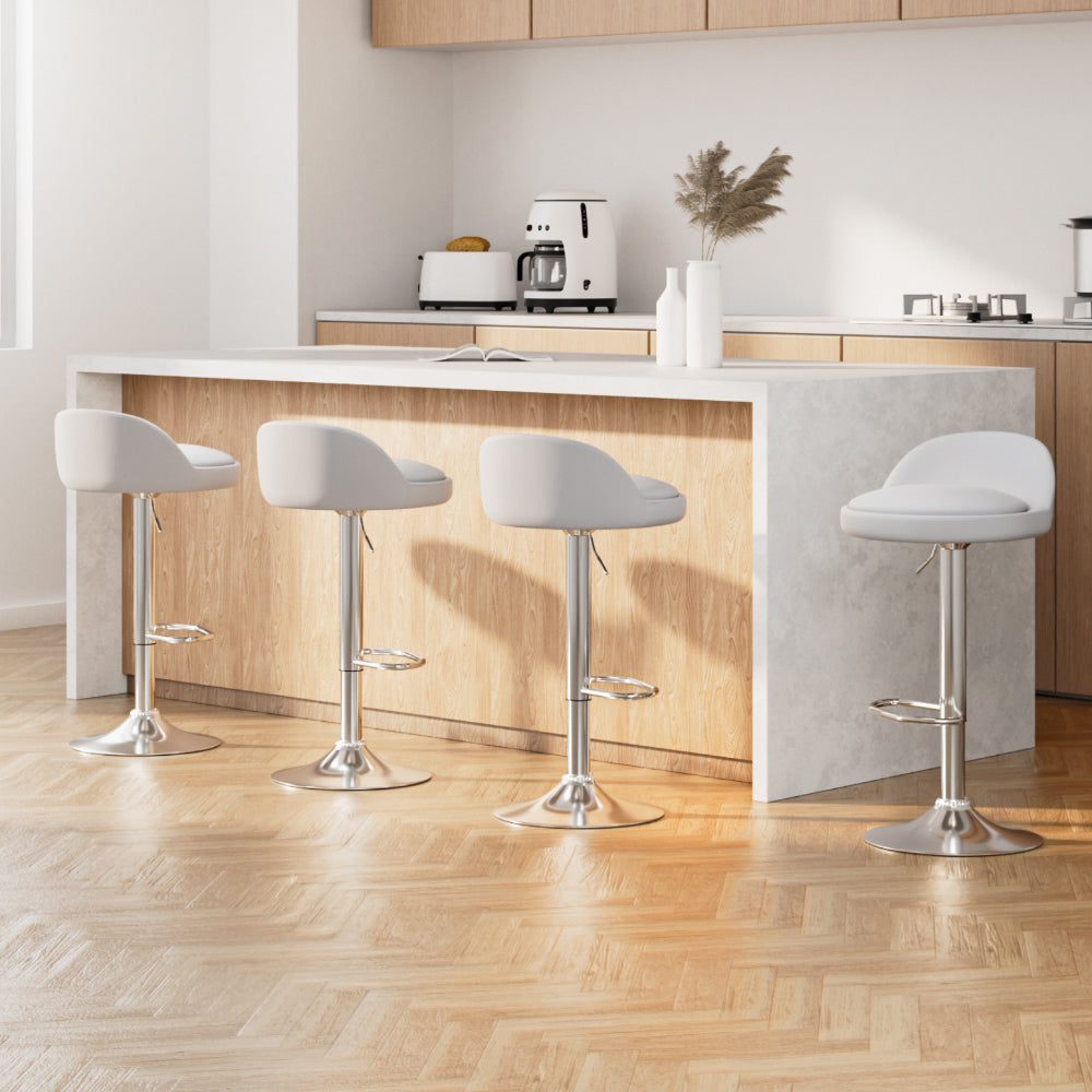 Cameron (Set of 4) PU Leather Bar Stools - White - Homecoze