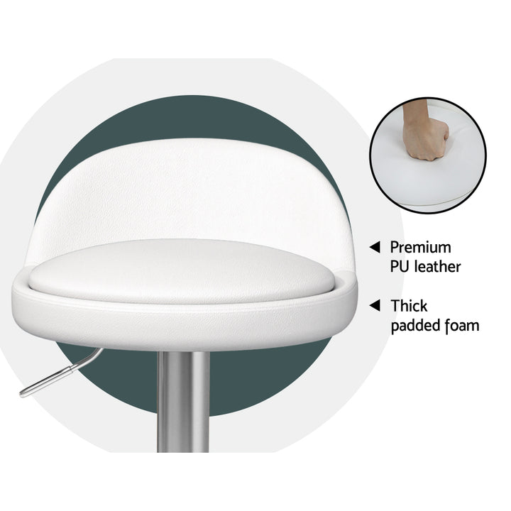 Cameron (Set of 4) PU Leather Bar Stools - White - Homecoze