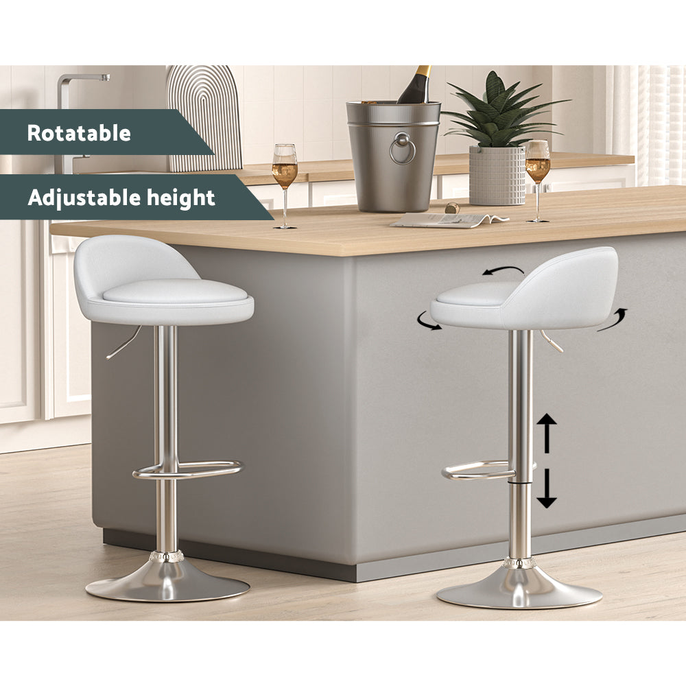 Cameron (Set of 4) PU Leather Bar Stools - White - Homecoze