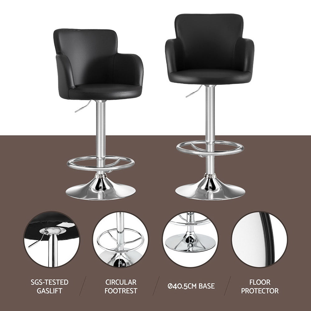 Nico (Single) PU Leather Bar Stool - Black - Homecoze