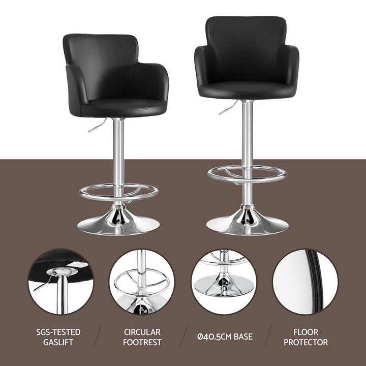 Nico (Single) PU Leather Bar Stool - Black - Homecoze