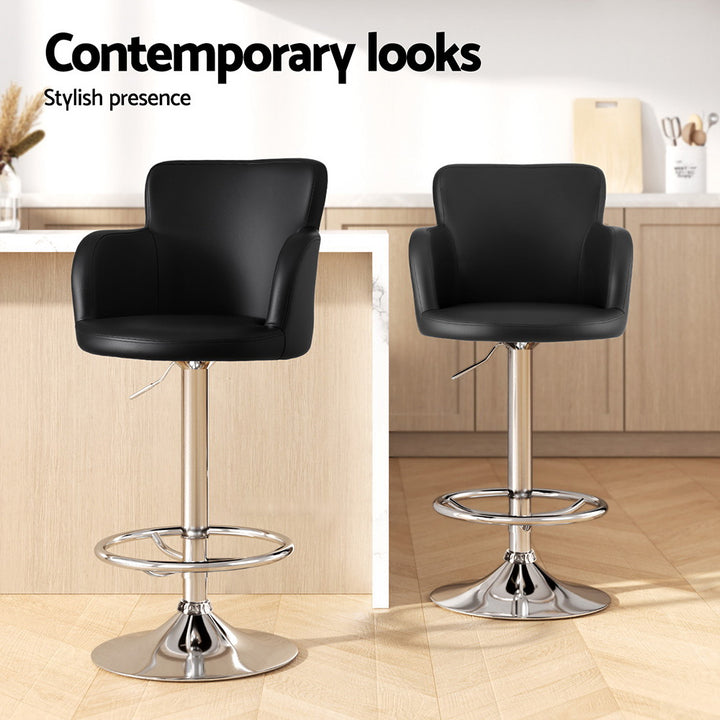 Nico (Single) PU Leather Bar Stool - Black - Homecoze