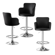 Nico (Set of 3) PU Leather Bar Stools - Black