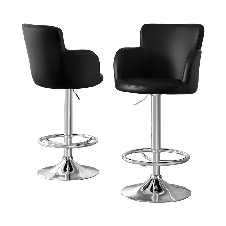 Nico (Set of 2) PU Leather Bar Stools - Black - Homecoze