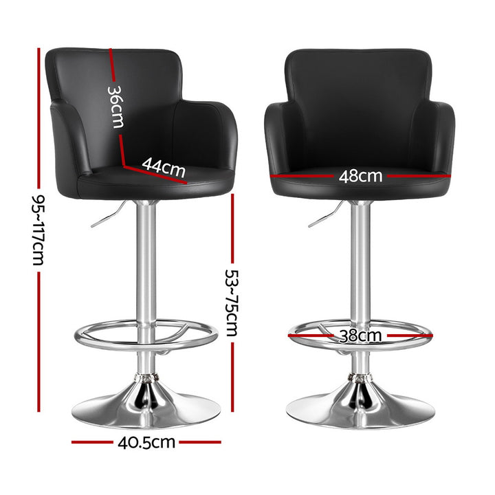 Nico (Set of 2) PU Leather Bar Stools - Black - Homecoze