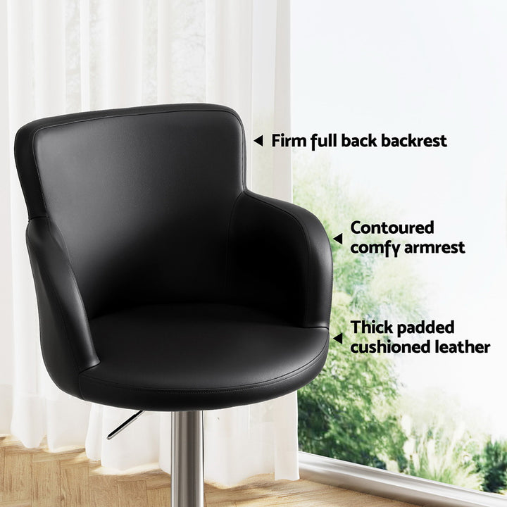 Nico (Set of 2) PU Leather Bar Stools - Black - Homecoze