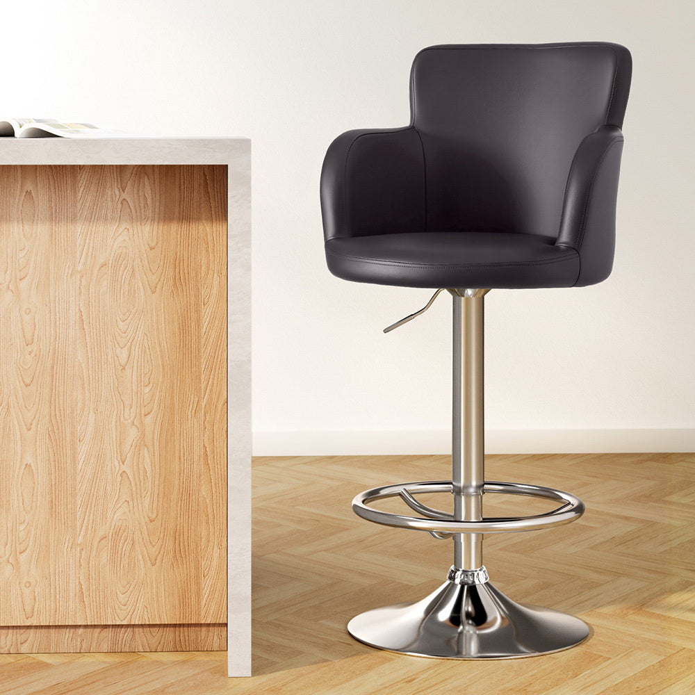 Nico (Single) PU Leather Bar Stool - Brown - Homecoze