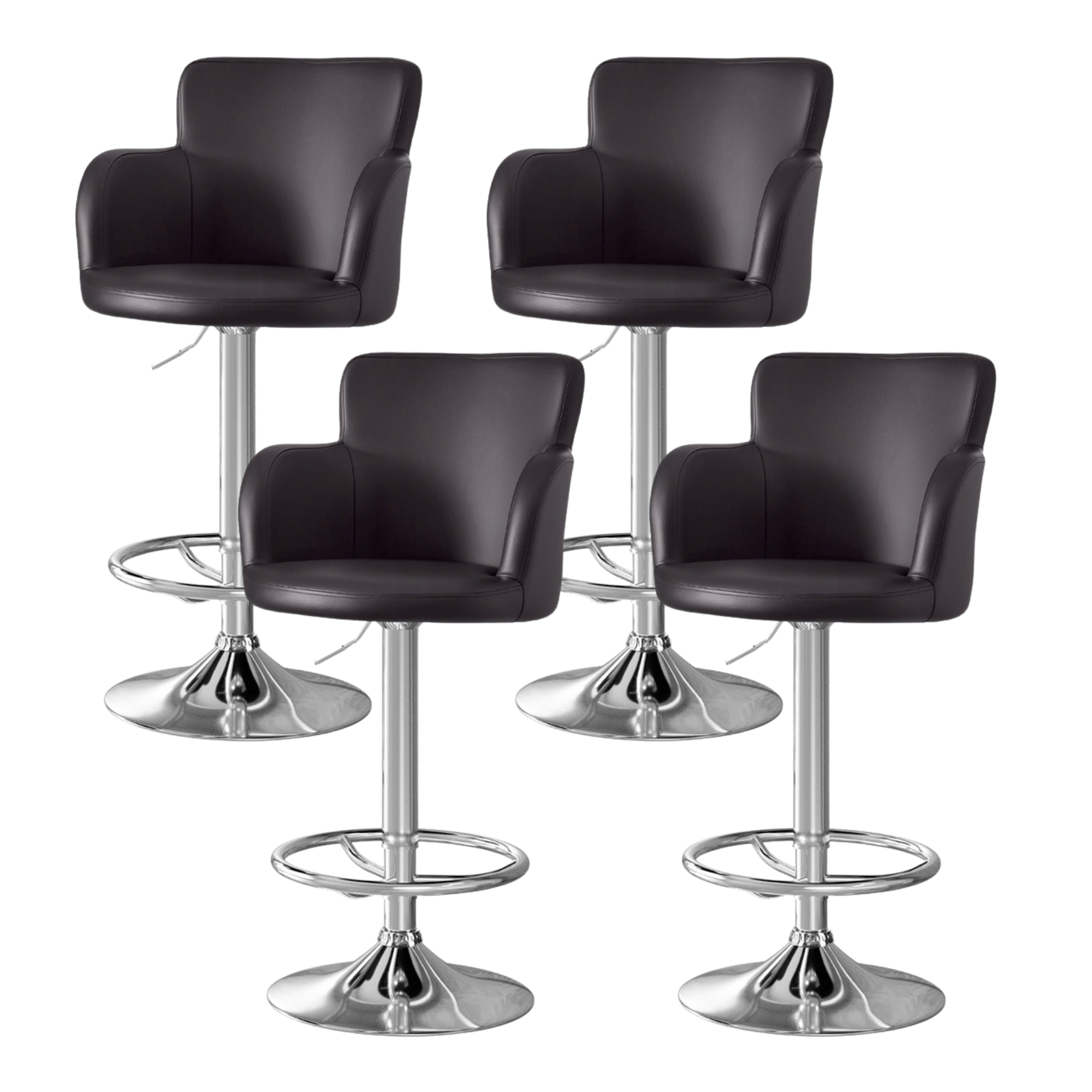 Nico (Set of 4) PU Leather Bar Stools - Brown