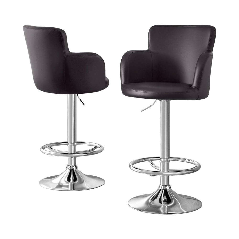 Nico (Set of 2) PU Leather Bar Stools - Brown - Homecoze