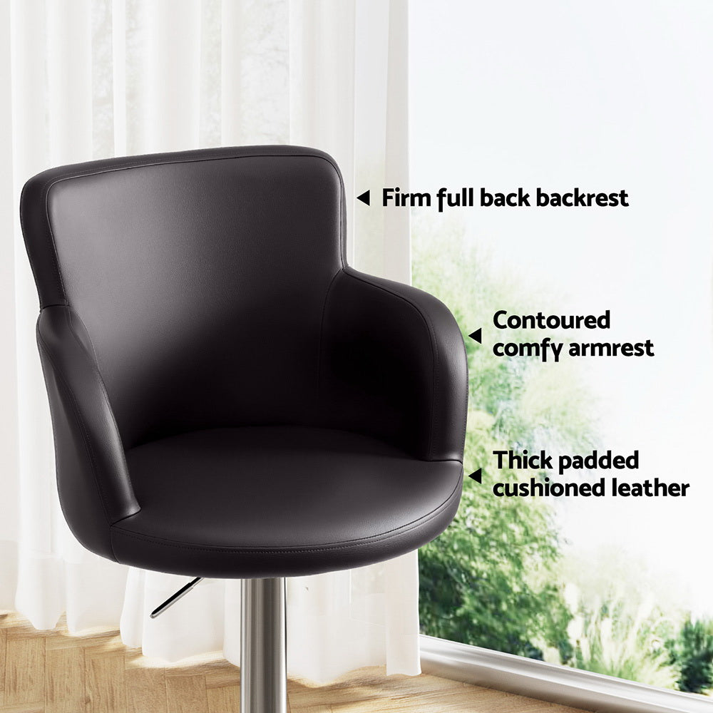 Nico (Set of 2) PU Leather Bar Stools - Brown - Homecoze