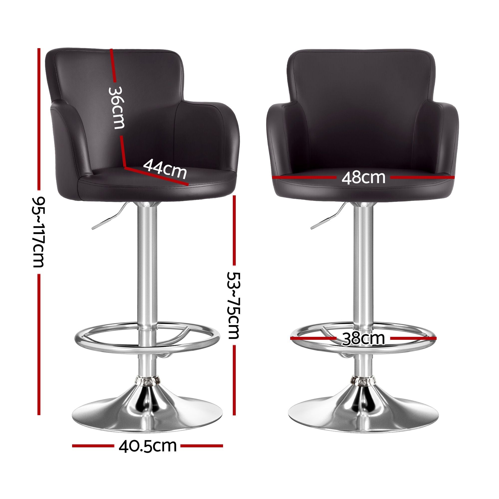 Nico (Set of 4) PU Leather Bar Stools - Brown