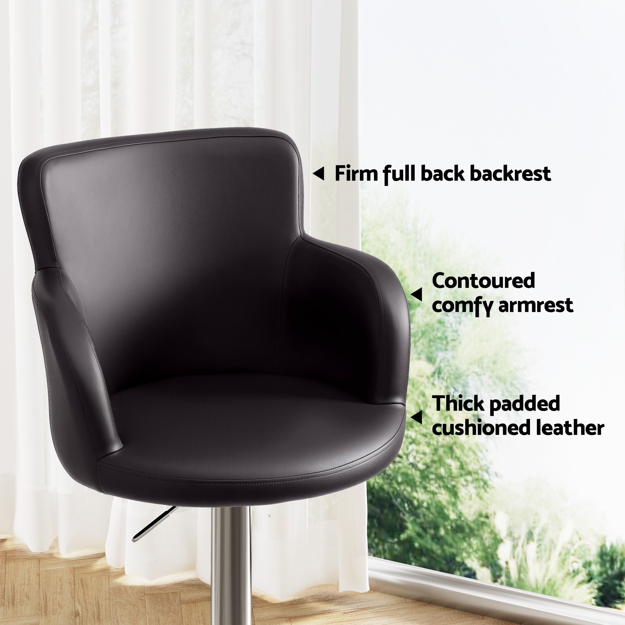 Nico (Set of 4) PU Leather Bar Stools - Brown