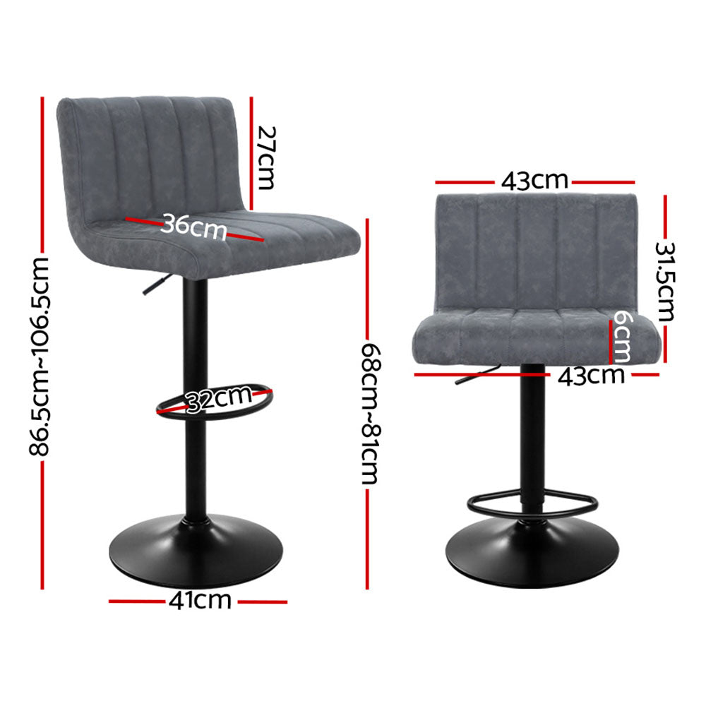 Lucas (Set of 2) PU Leather Bar Stools - Grey - Homecoze