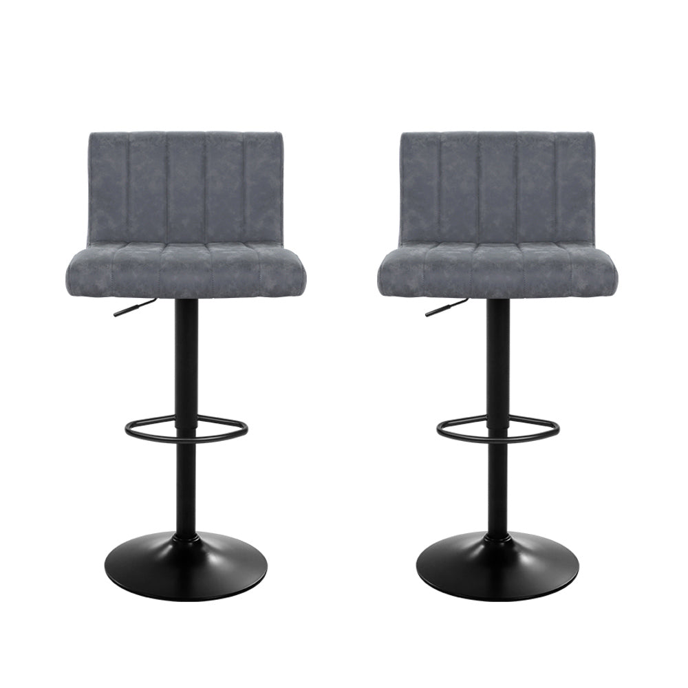 Lucas (Set of 2) PU Leather Bar Stools - Grey - Homecoze