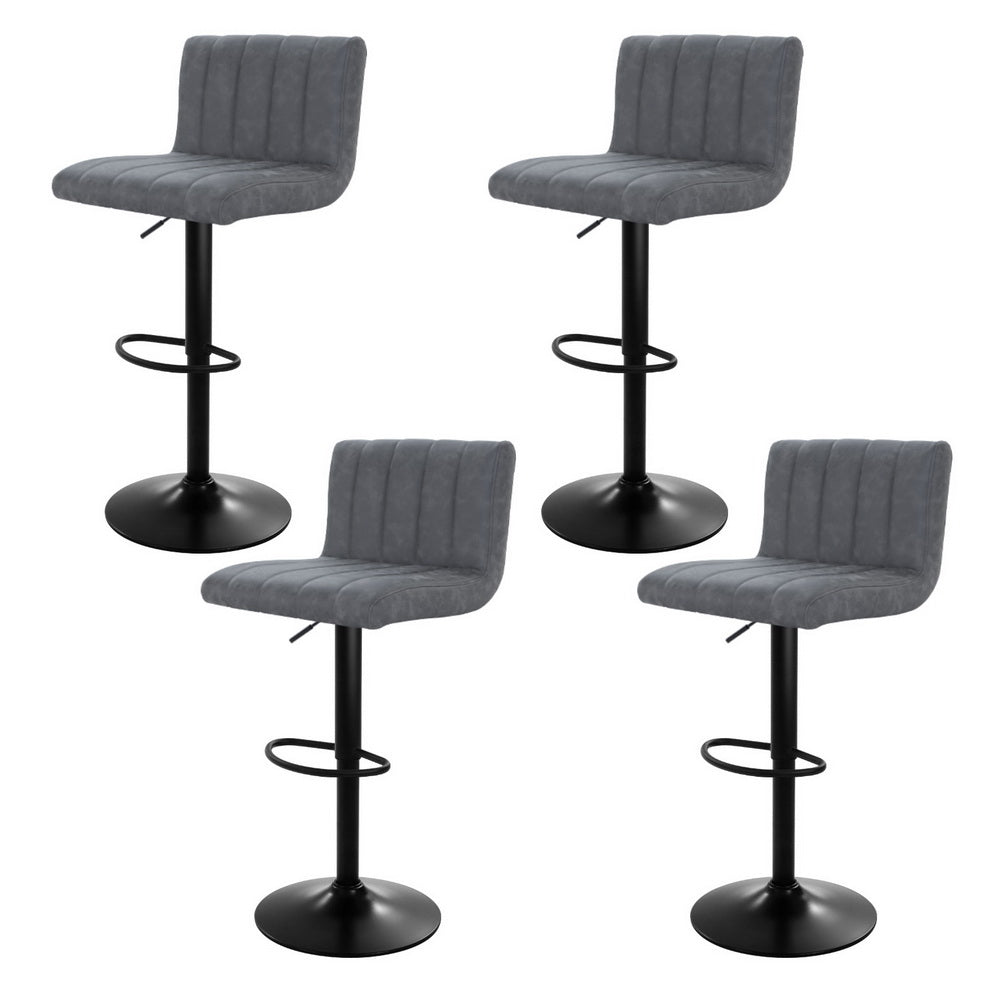Lucas (Set of 4) PU Leather Bar Stools - Grey - Homecoze