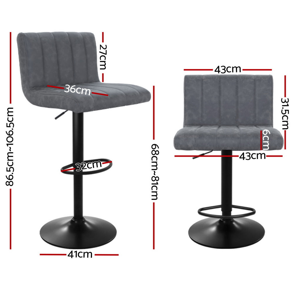 Lucas (Set of 4) PU Leather Bar Stools - Grey - Homecoze