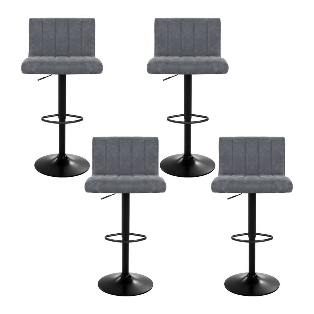 Lucas (Set of 4) PU Leather Bar Stools - Grey - Homecoze