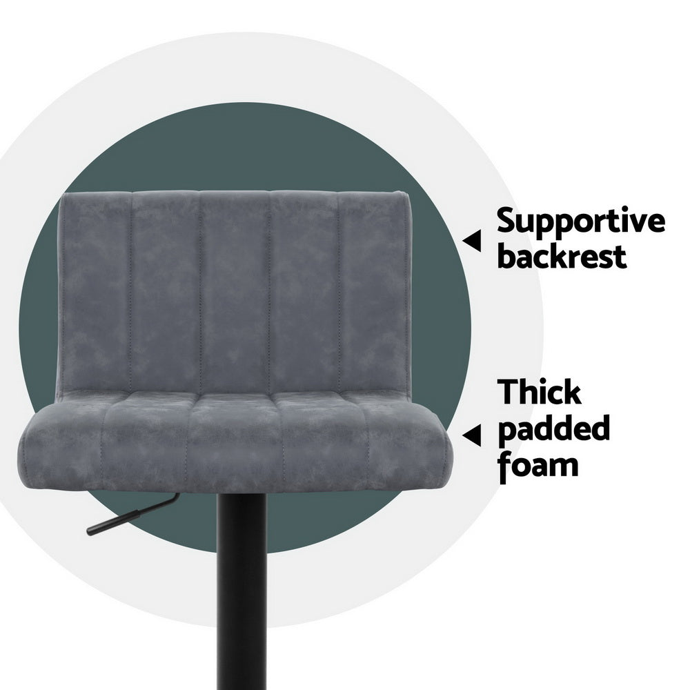 Lucas (Set of 4) PU Leather Bar Stools - Grey - Homecoze