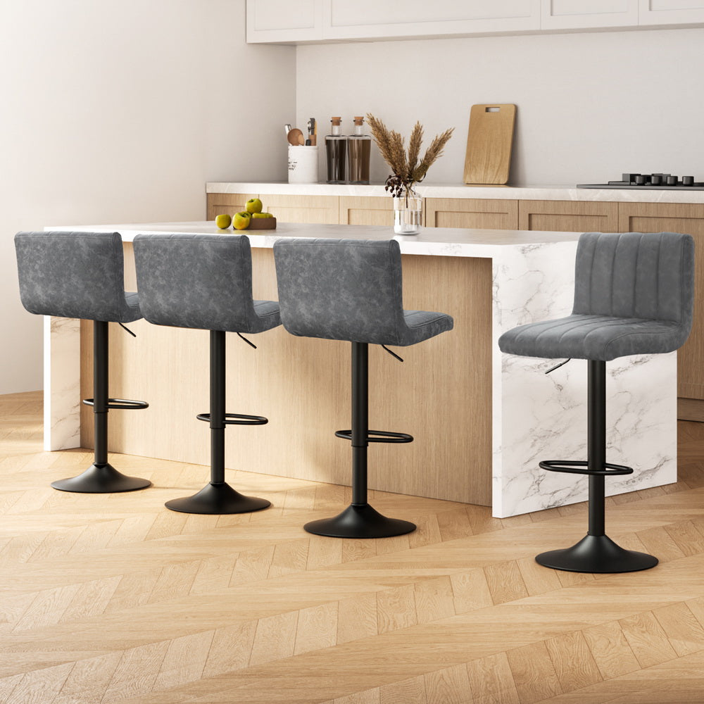 Lucas (Set of 4) PU Leather Bar Stools - Grey - Homecoze