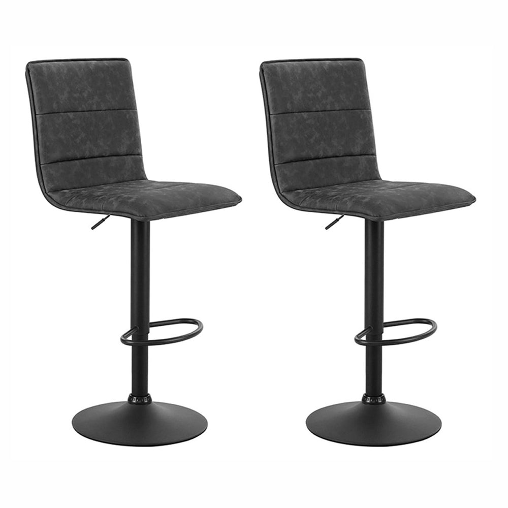 Jasper (Set of 2) PU Leather Bar Stools - Dark Grey - Homecoze