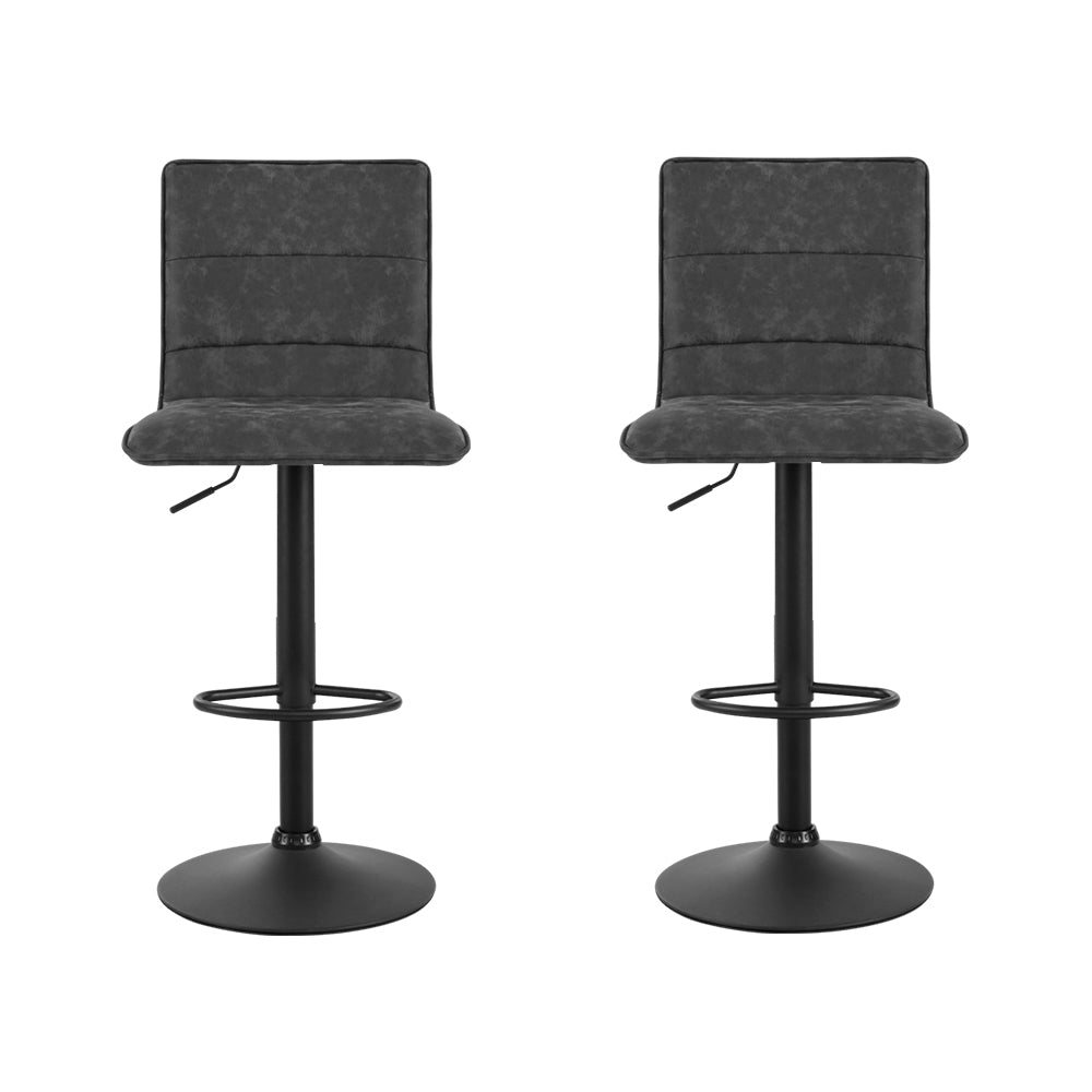 Jasper (Set of 2) PU Leather Bar Stools - Dark Grey - Homecoze