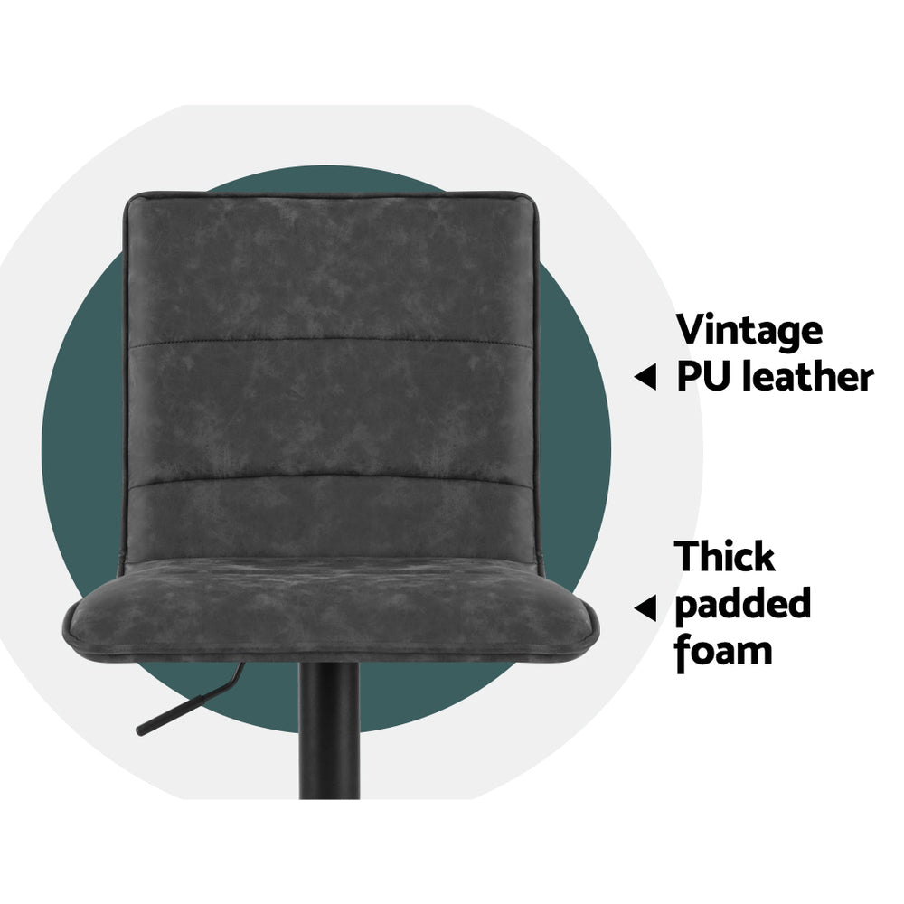 Jasper (Set of 2) PU Leather Bar Stools - Dark Grey - Homecoze