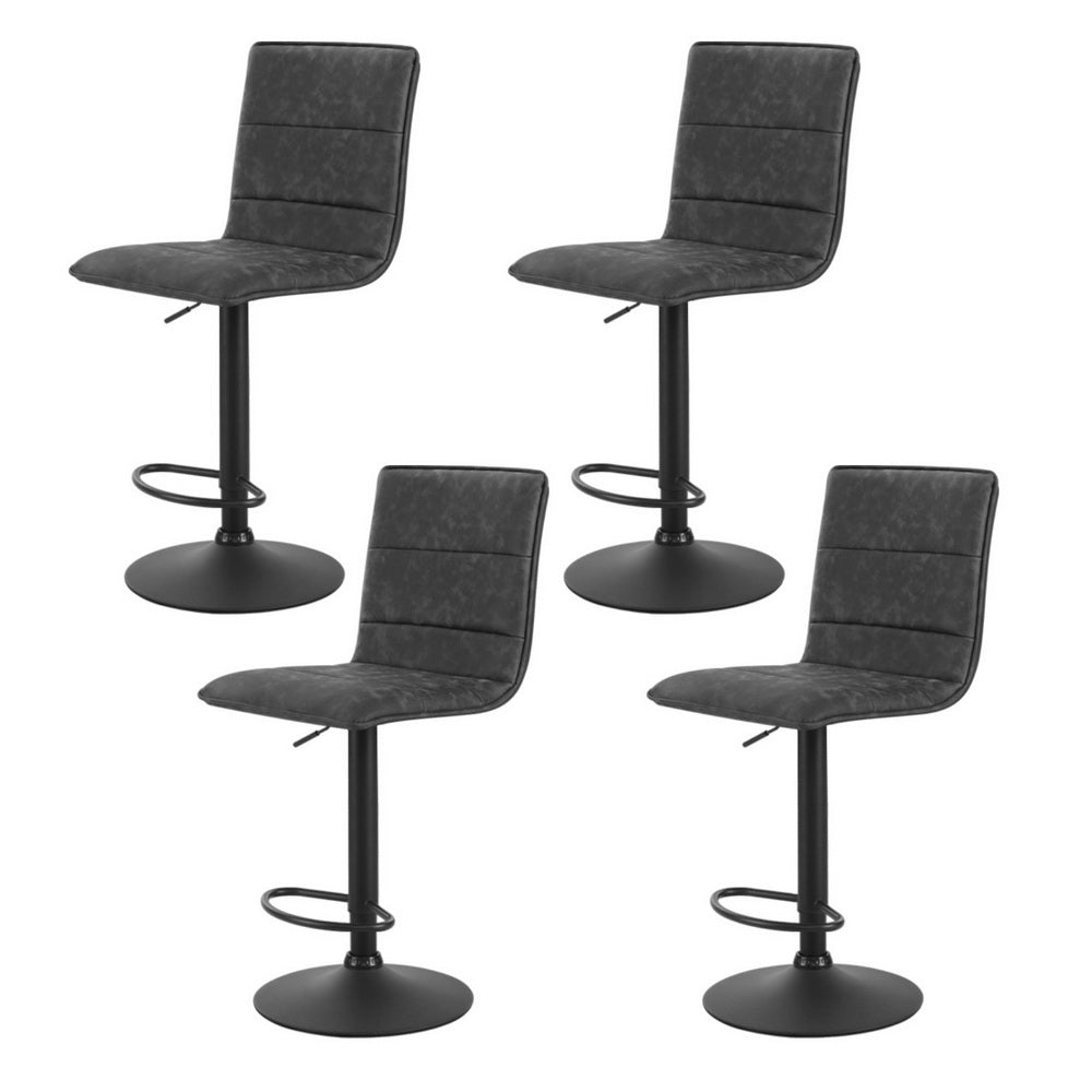 Jasper (Set of 4) PU Leather Bar Stools - Dark Grey - Homecoze