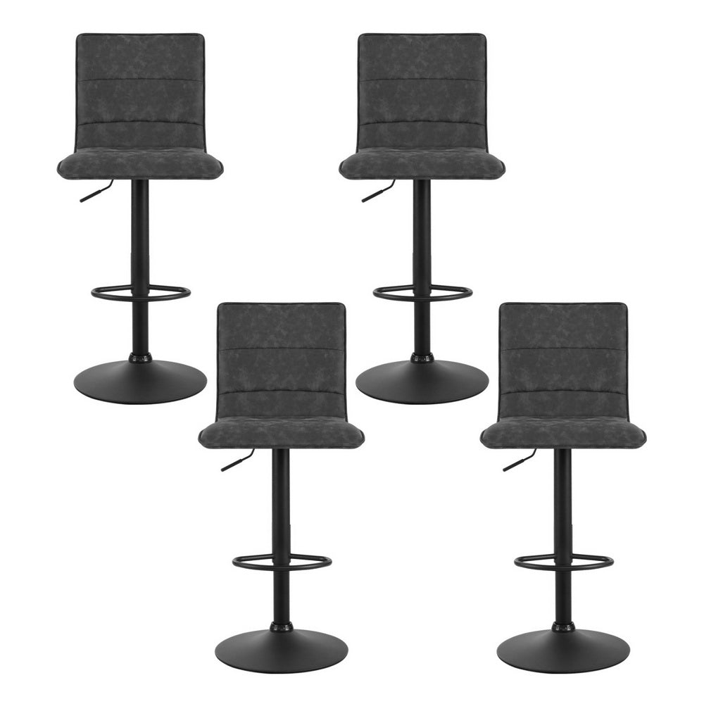 Jasper (Set of 4) PU Leather Bar Stools - Dark Grey - Homecoze