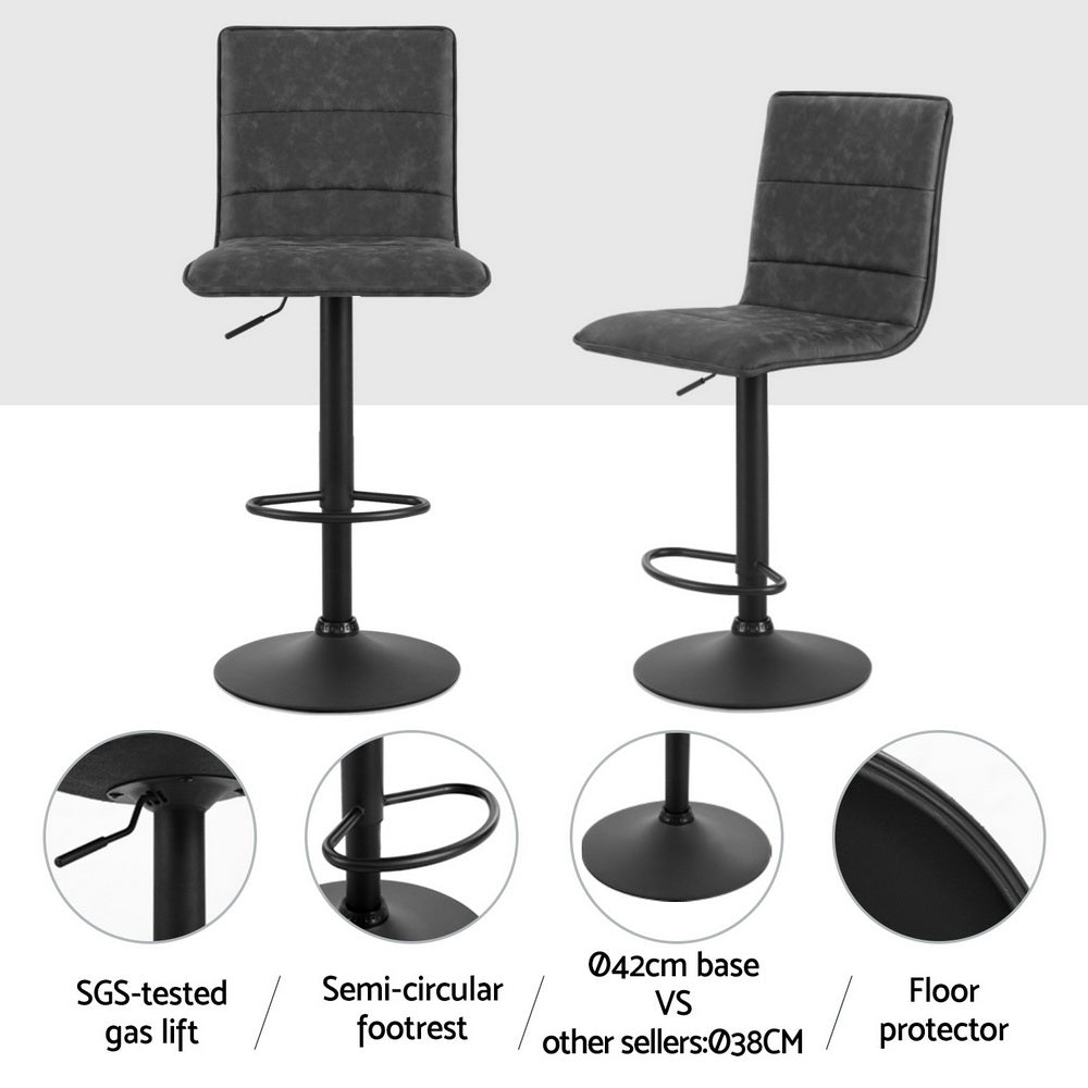 Jasper (Set of 4) PU Leather Bar Stools - Dark Grey - Homecoze