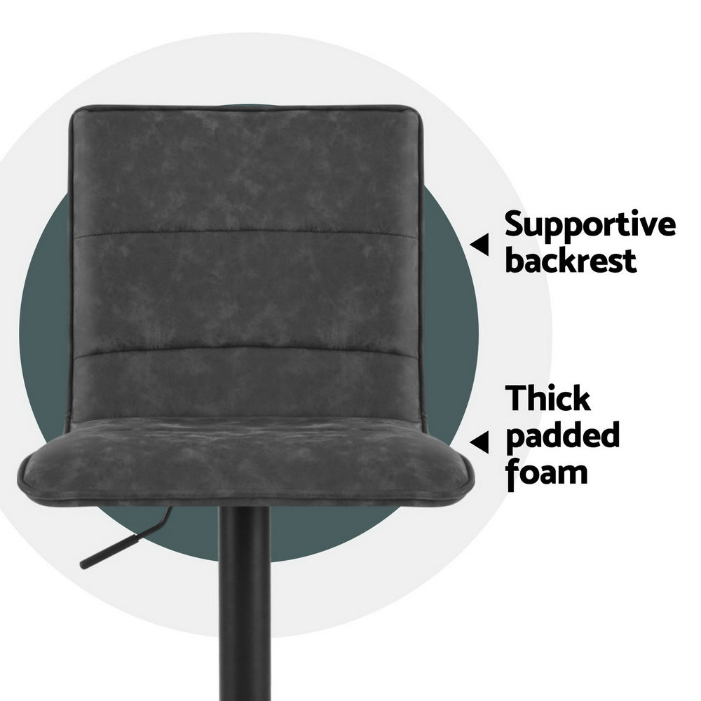 Jasper (Set of 4) PU Leather Bar Stools - Dark Grey - Homecoze