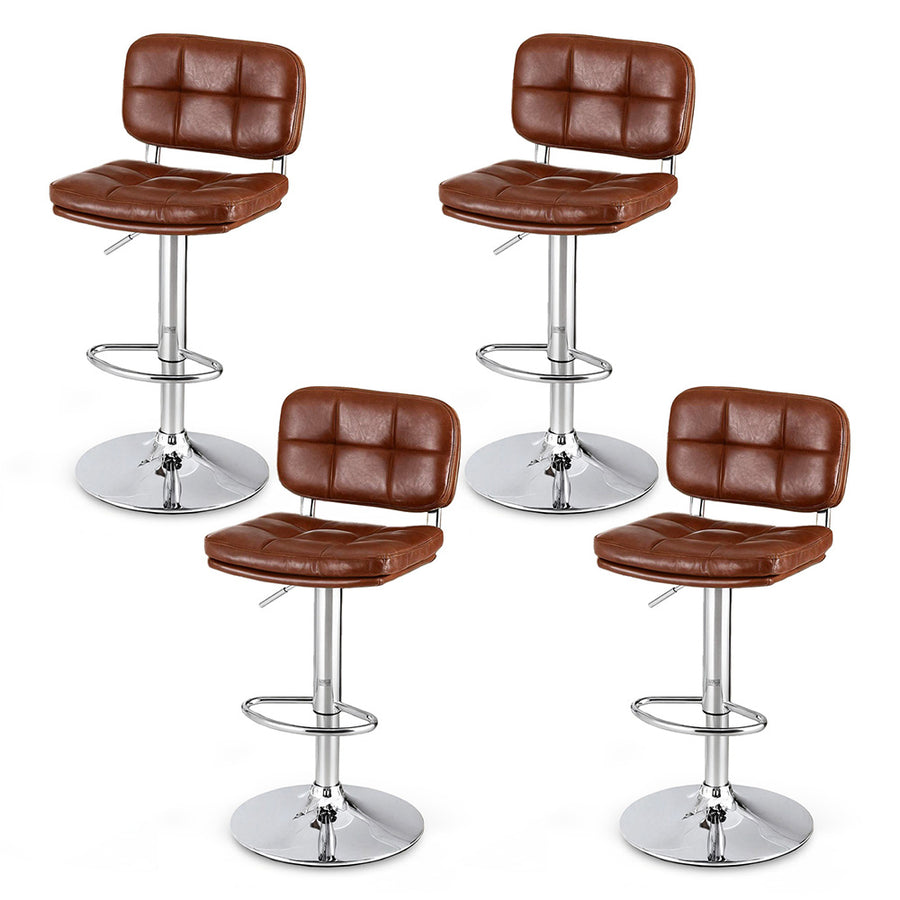 Artiss 4x Bar Stools Kitchen Swivel Gas Lift Counter Chair Tuft PU Leather Brown - Homecoze