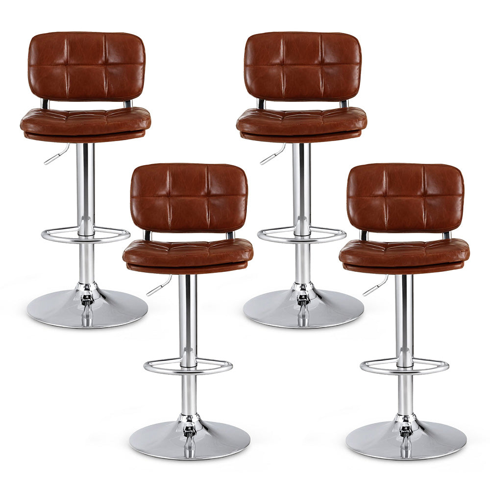 Artiss 4x Bar Stools Kitchen Swivel Gas Lift Counter Chair Tuft PU Leather Brown - Homecoze