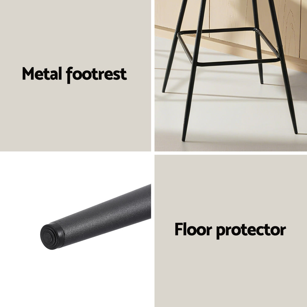 Knox (Set of 2) PU Leather Bar Stools 67cm - Black - Homecoze