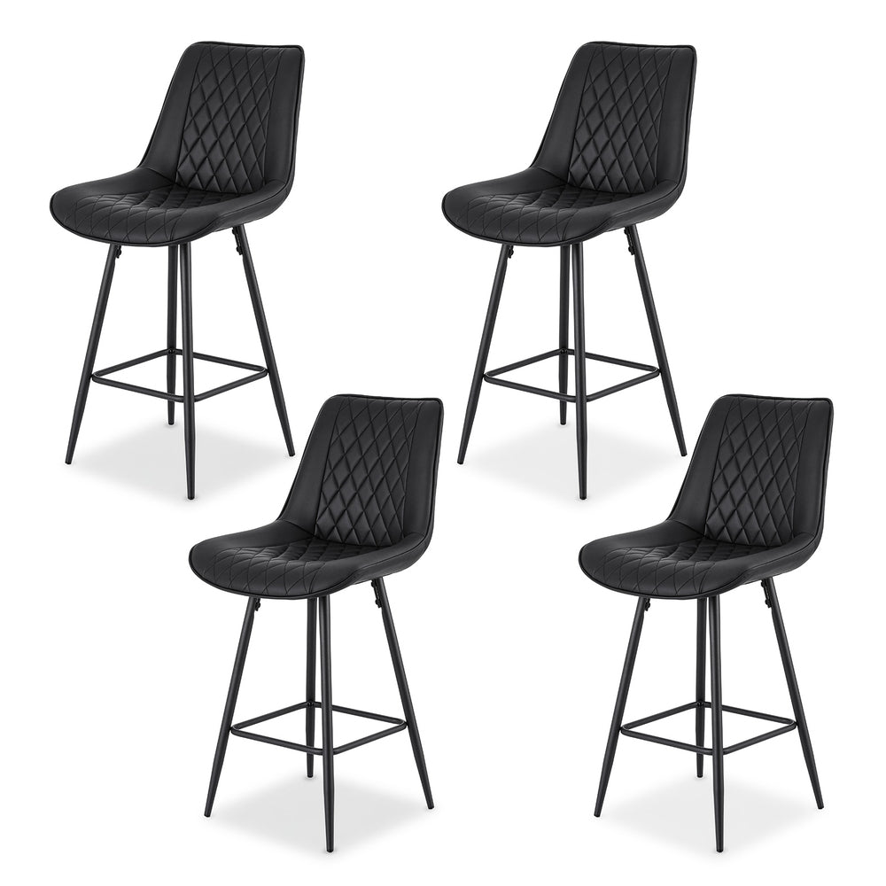 Knox (Set of 4) PU Leather Bar Stools 67cm - Black - Homecoze