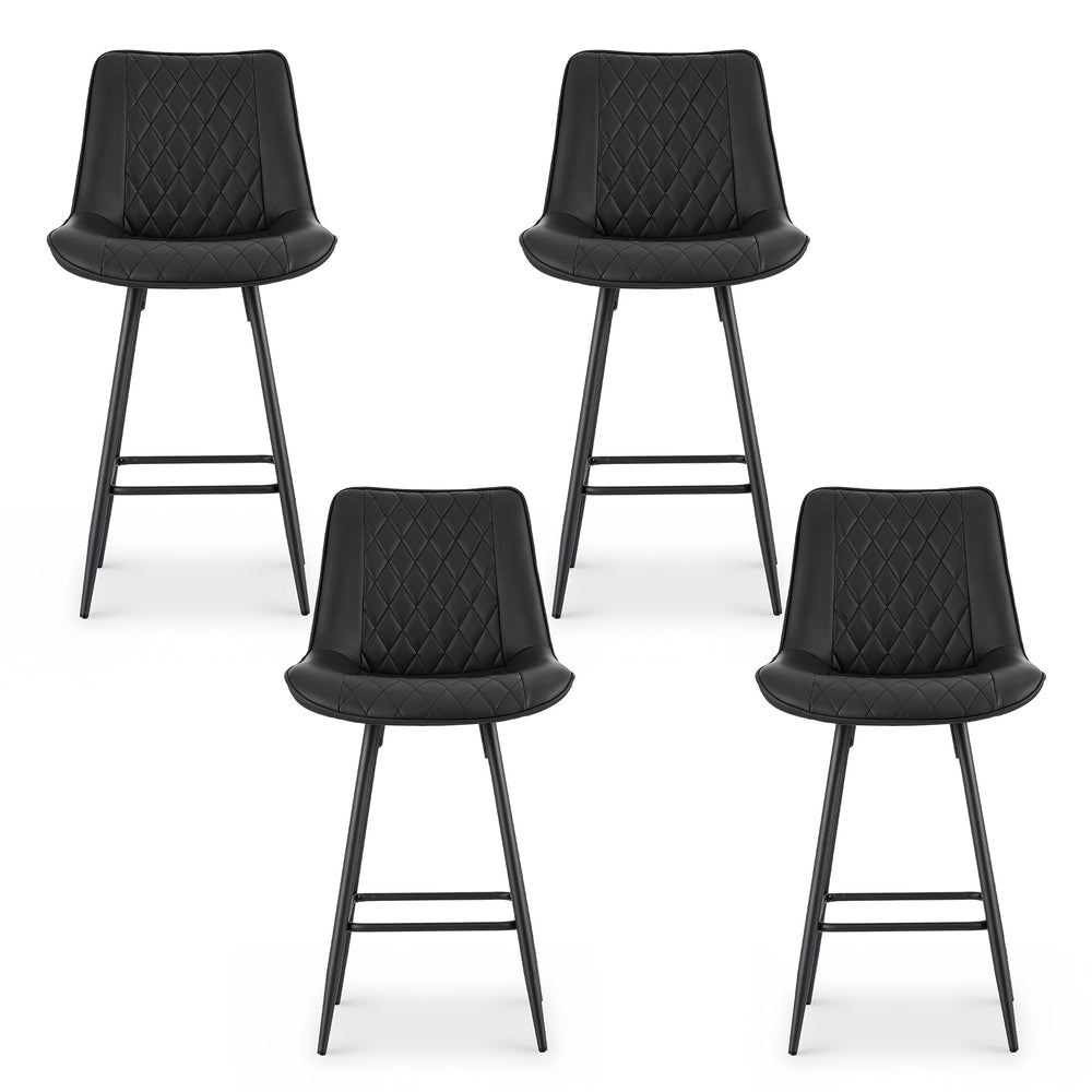 Knox (Set of 4) PU Leather Bar Stools 67cm - Black - Homecoze