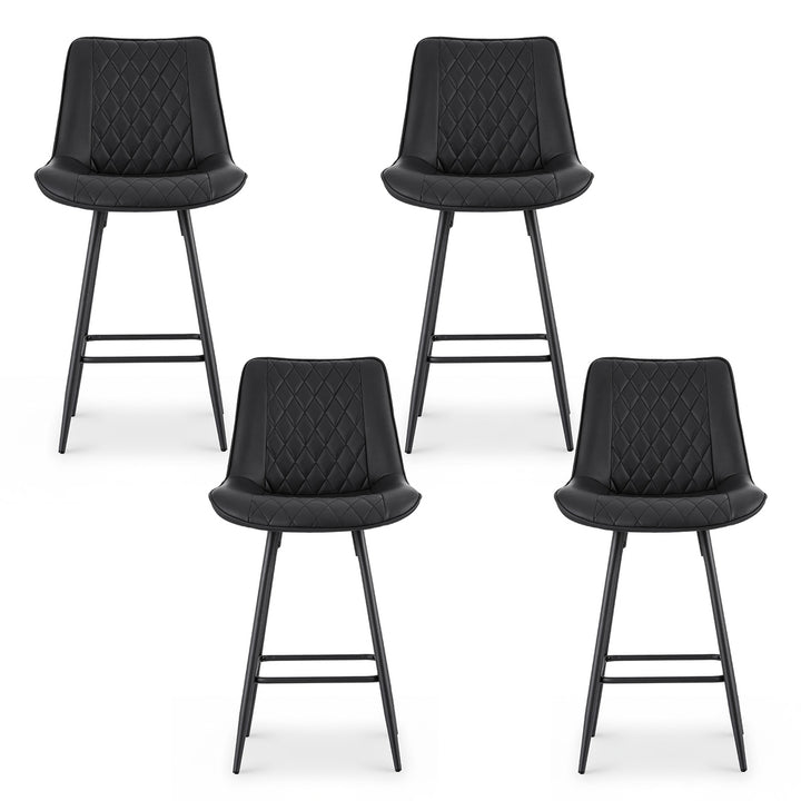 Knox (Set of 4) PU Leather Bar Stools 67cm - Black - Homecoze