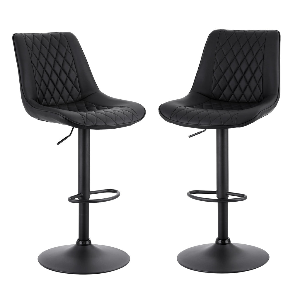 Mason (Set of 2) PU Leather Bar Stools - Black - Homecoze