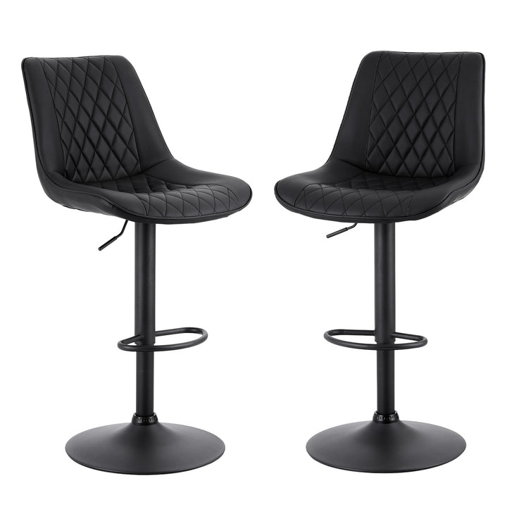 Mason (Set of 2) PU Leather Bar Stools - Black - Homecoze