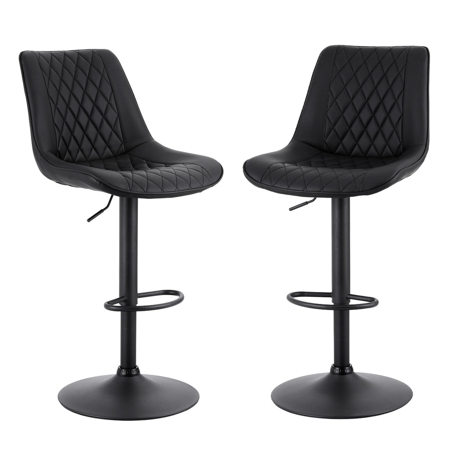 Mason (Set of 2) PU Leather Bar Stools - Black - Homecoze