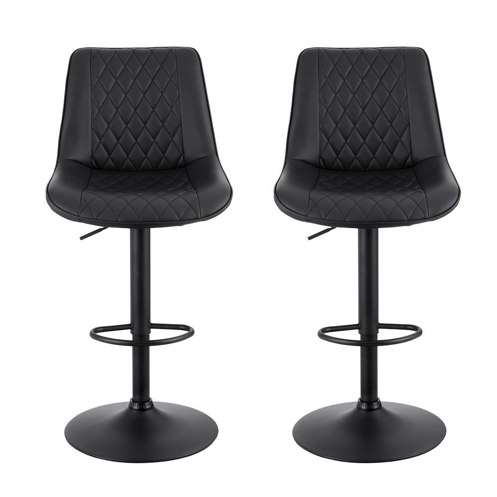 Mason (Set of 2) PU Leather Bar Stools - Black - Homecoze