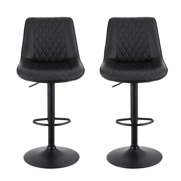 Mason (Set of 2) PU Leather Bar Stools - Black - Homecoze