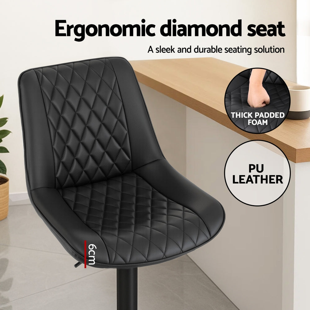 Mason (Set of 2) PU Leather Bar Stools - Black - Homecoze