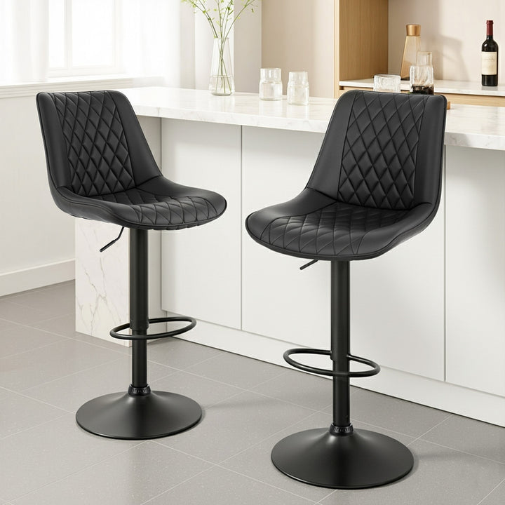 Mason (Set of 2) PU Leather Bar Stools - Black - Homecoze