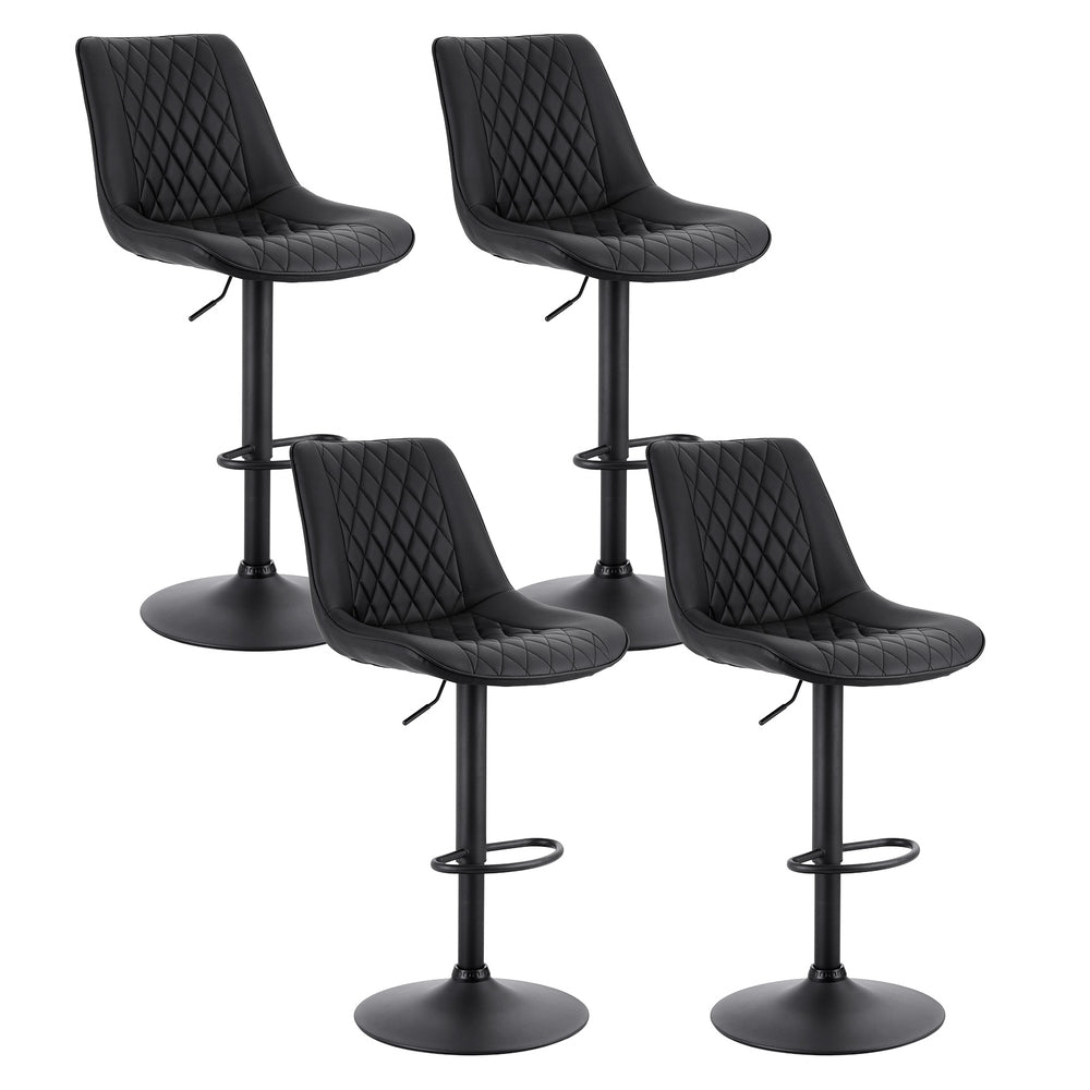 Mason (Set of 4) PU Leather Bar Stools - Black - Homecoze