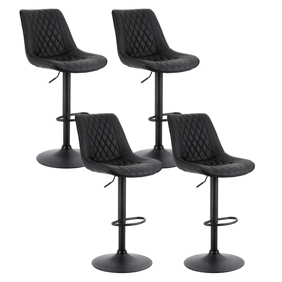 Mason (Set of 4) PU Leather Bar Stools - Black - Homecoze