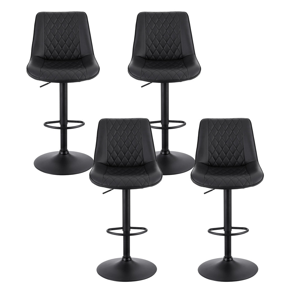 Mason (Set of 4) PU Leather Bar Stools - Black - Homecoze